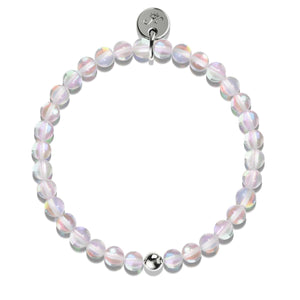 Cotton Candy Crystal | White Gold Vermeil | Mermaid Glass Bead Bracelet