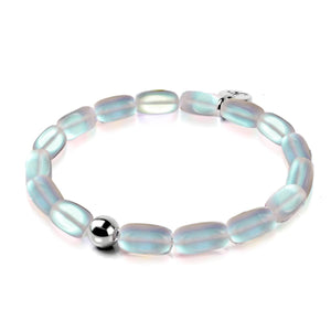 Rainbow White | .925 Sterling Silver | Mermaid Glass Pebble Bracelet