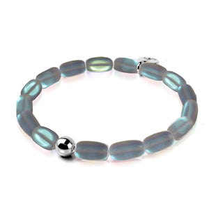 Grey | .925 Sterling Silver | Mermaid Glass Pebble Bracelet | Men's