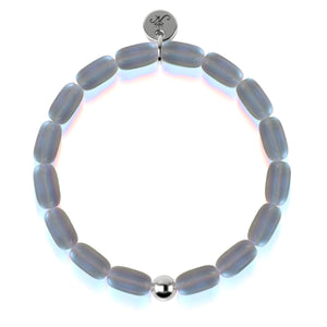 Grey | .925 Sterling Silver | Mermaid Glass Pebble Bracelet | Men's