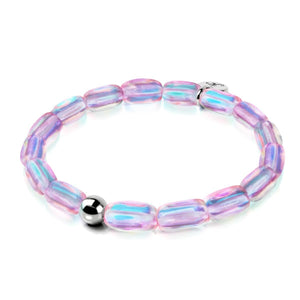 Pink Nebula | .925 Sterling Silver | Galaxy Glass Pebble Bracelet