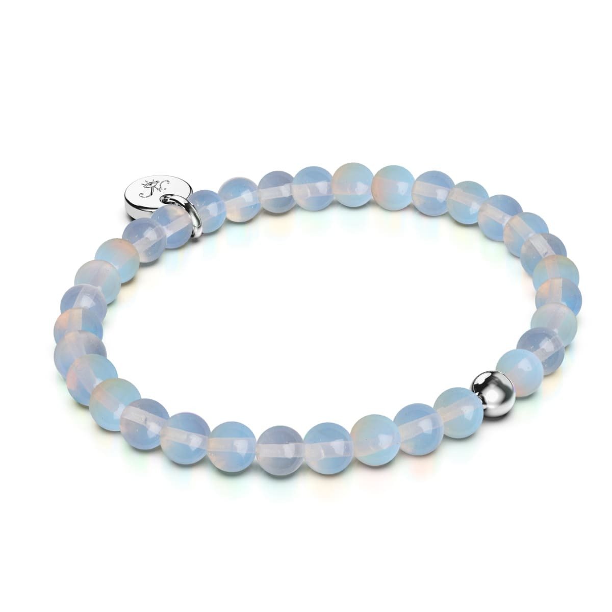 Opal Moonstone | .925 Sterling Silver | Healing Gemstone Bead Bracelet