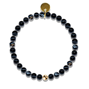 Black Line Agate | .925 Sterling Gold Vermeil | Healing Gemstone Bead Bracelet