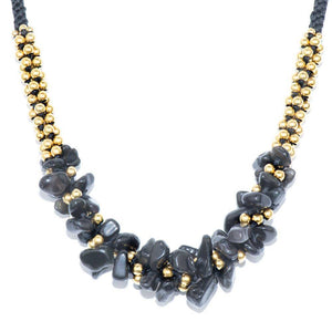 Black Obsidian Stone Terra Bella Necklace Gold