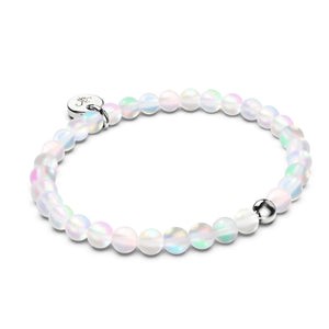 Rainbow White | .925 Sterling Silver | Mermaid Glass Bead Bracelet