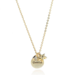 Gemini gold zodiac crystal aquamarine necklace 1