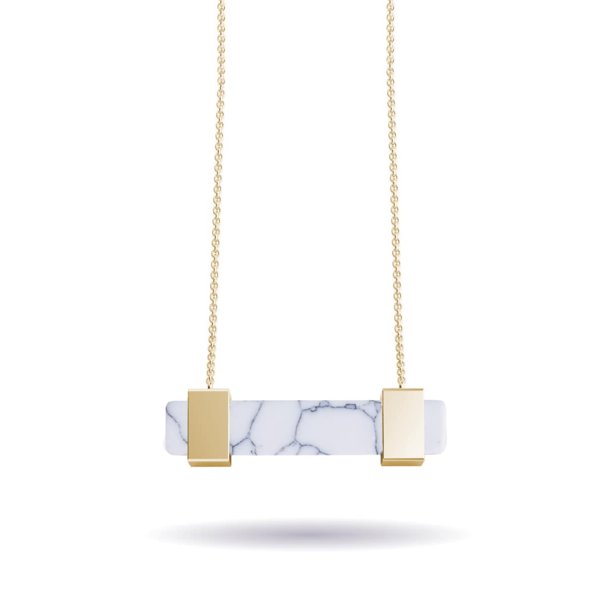 Howlite | Gold | Gemstone Bar Necklace