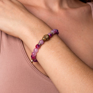Pure Realm | Gold Buddha | Rainbow Color Jade Bracelet