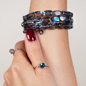 Milky Way | .925 Sterling Silver | Galaxy Glass Pebble Bracelet