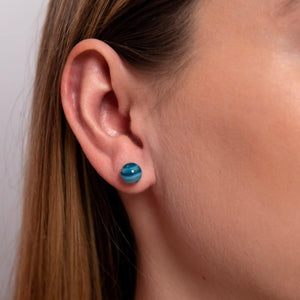 Blue Line Agate | .925 Sterling Silver | Stone Stud Earrings