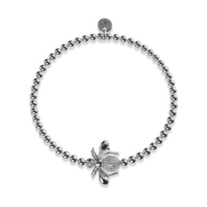 Queen | Silver | Crystal Honeybee Charm Bracelet
