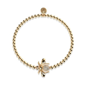 Queen | 18k Gold | Crystal Honeybee Charm Bracelet