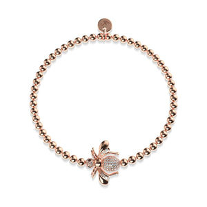 Queen | 18k Rose Gold | Crystal Honeybee Charm Bracelet