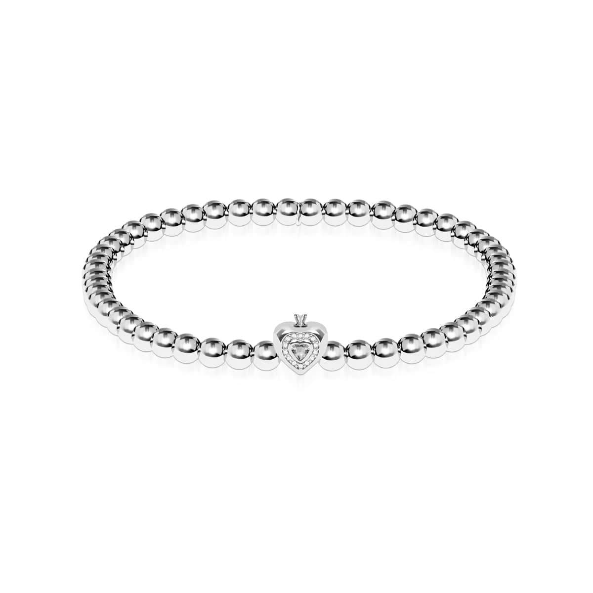 October | Opal Birthstone | Silver | Crystal Heart Bracelet