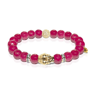 Namaste | Gold Buddha | Wine Red Jade Bracelet