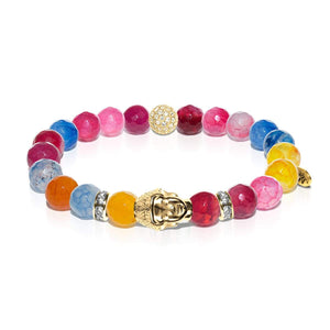 Solstice | Gold Buddha | Multi-Color Agate Bracelet