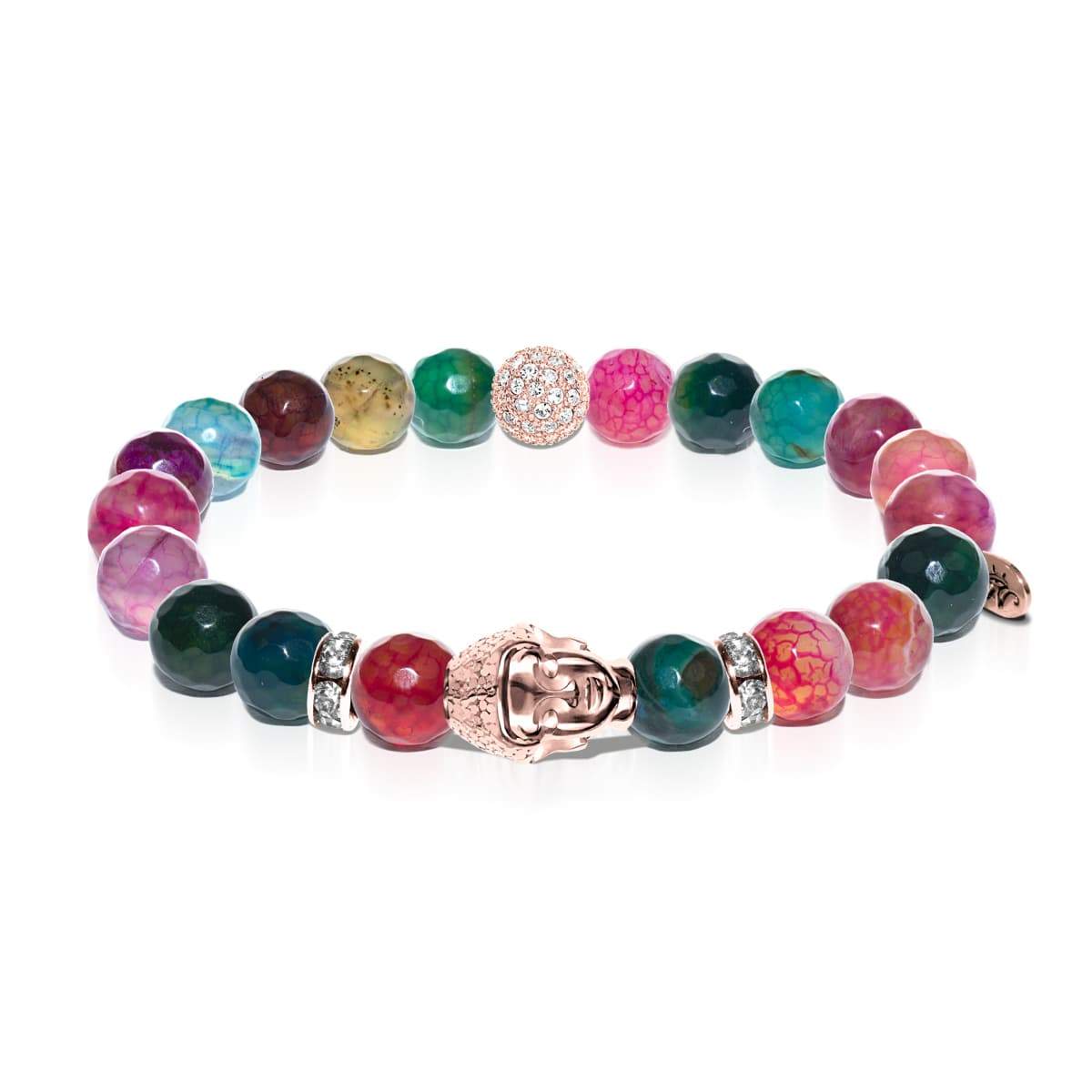 Tantra | Rose Gold Buddha | Multi-Color Faceted Agate Bracelet