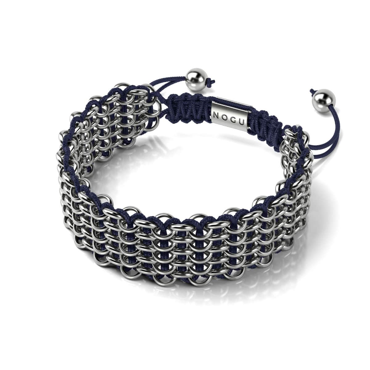 Sumatran Elephant Links | Deluxe Kismet Bracelet | Blue x  Silver | Men's