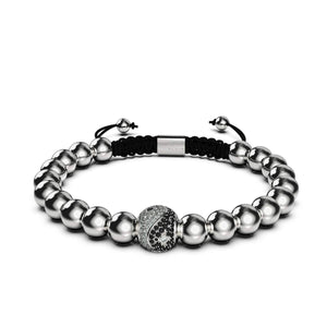 Balance | Silver | Black | Crystal Yin Yang | Macrame Charmballa Bracelet