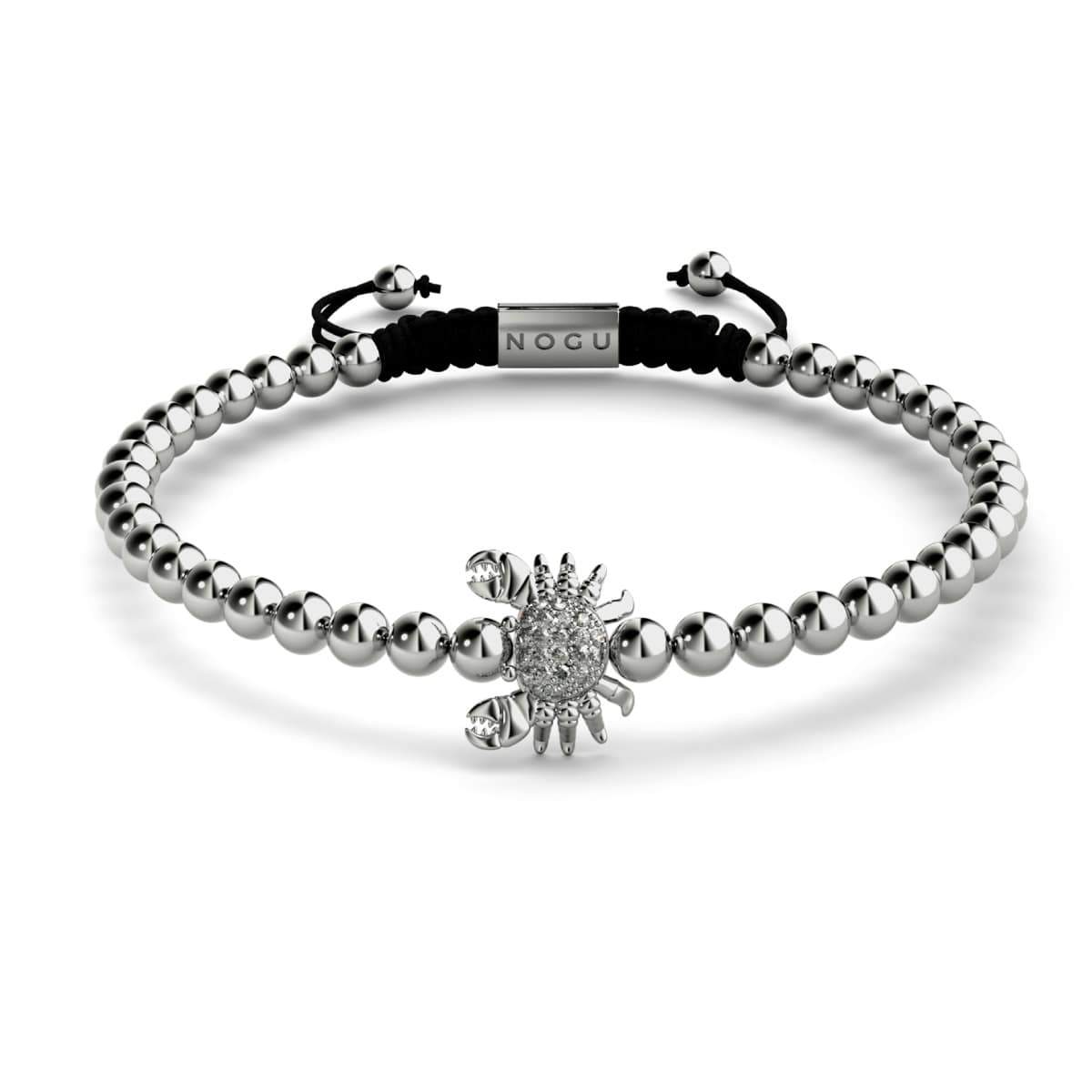 Crystal Sea Crab | Silver | Black | Macrame Charmballa Bracelet