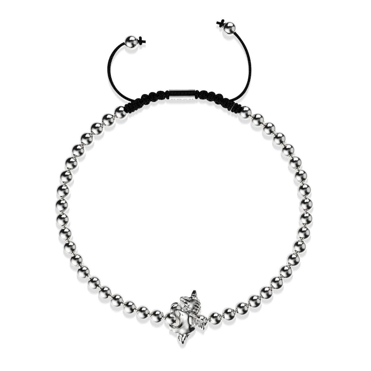 Pegasus | Silver | Winged Unicorn Macrame Charm Bracelet
