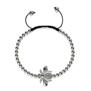 Queen | Silver | Crystal Honeybee Macrame Charm Bracelet