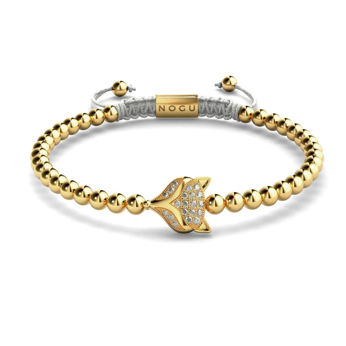 Crystal Fox | 18k Gold | White | Macrame Charmballa Bracelet
