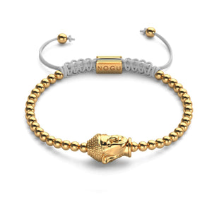 Gilded Buddha | 18k Gold | White | Macrame Charmballa Bracelet