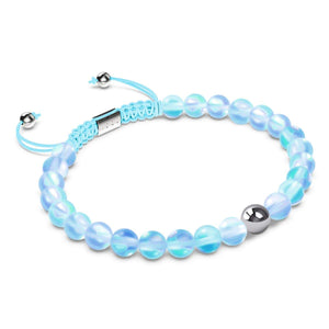 Aquamarine | Silver | Mermaid Glass Macrame Bead Bracelet