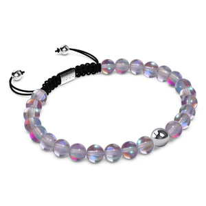 Milky Way | Silver | Galaxy Glass Macrame Bead Bracelet