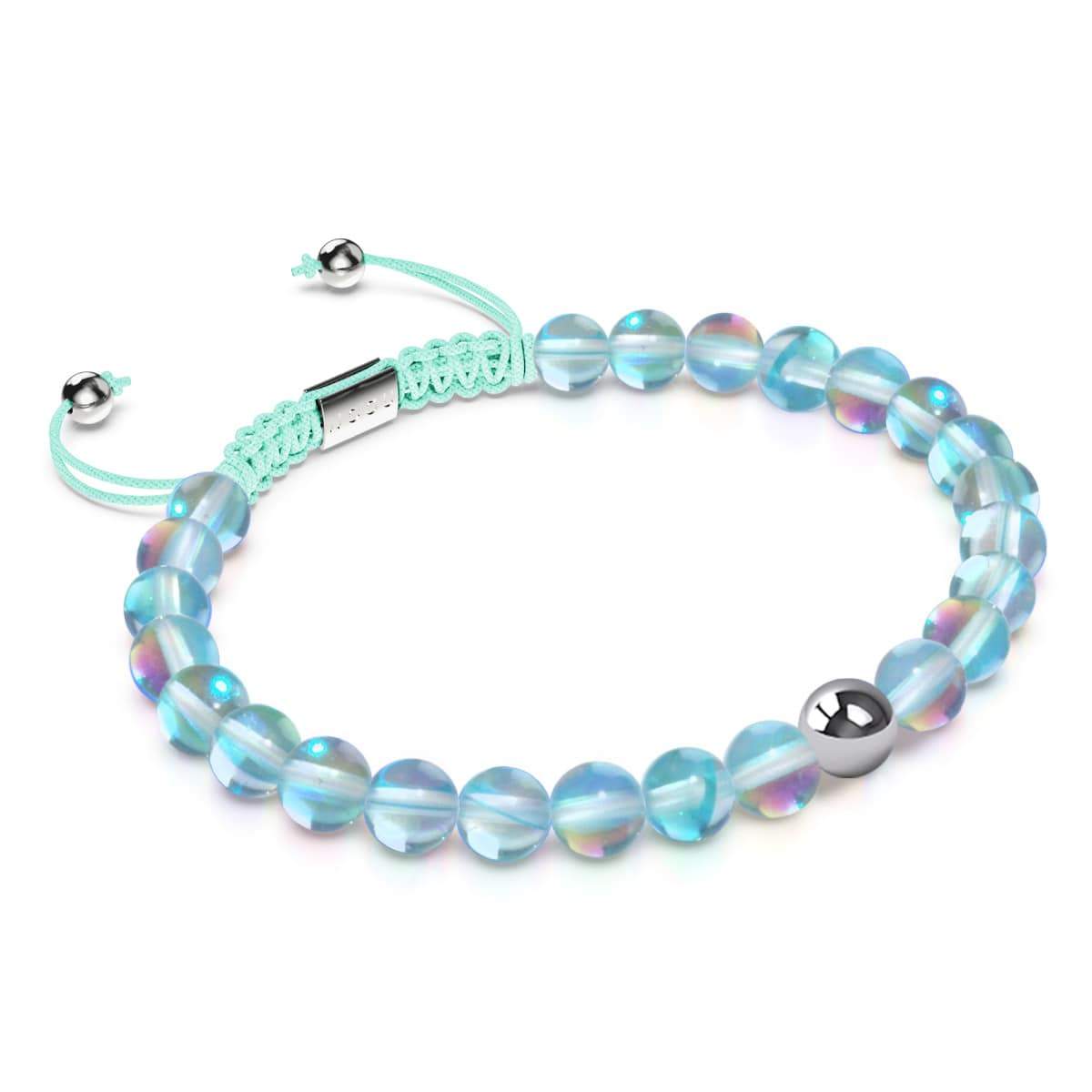 Blue Nebula | Silver | Galaxy Glass Macrame Bead Bracelet