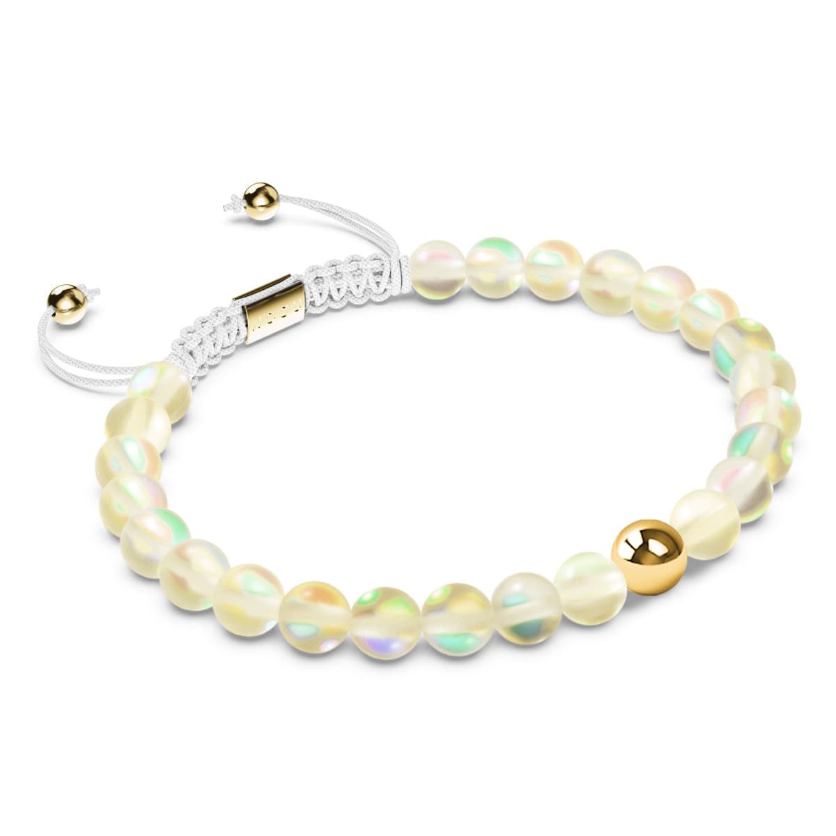Canary | Gold | Mermaid Glass Macrame Bead Bracelet