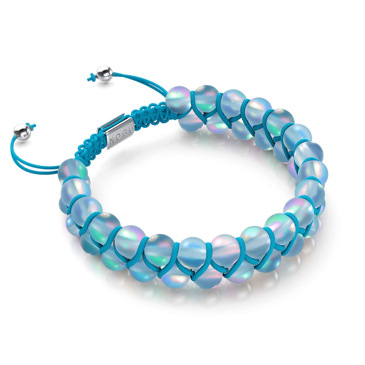 Aquamarine | Silver | Double Mermaid Glass Bracelet