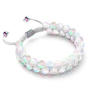 Rainbow White | Unicorn Silver | Double Mermaid Glass Bracelet