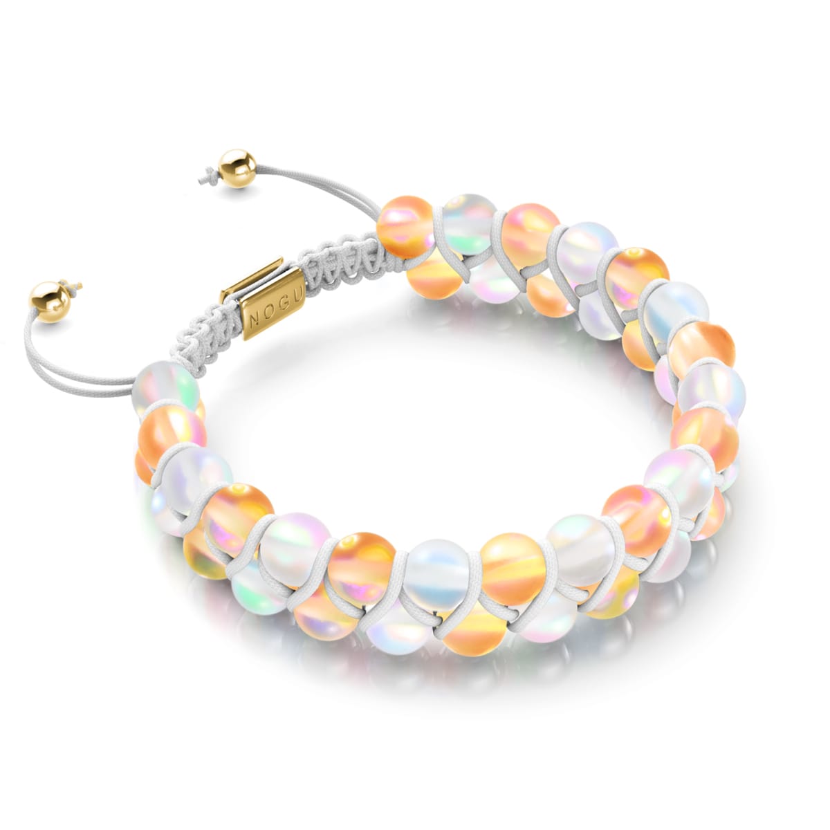 Honeysuckle and White | Gold | Double Mermaid Glass Bracelet