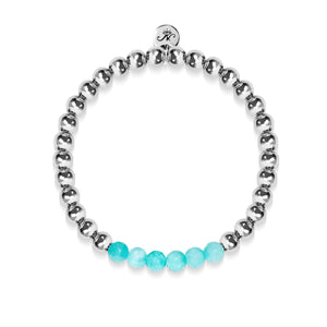 Cheerful | Silver | Aquamarine Jade | Gemstone Expression Bracelet