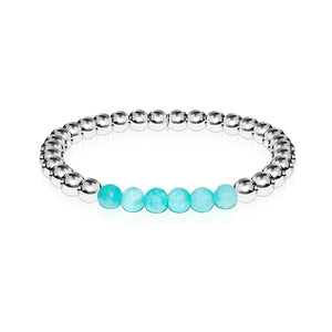 Cheerful | Silver | Aquamarine Jade | Gemstone Expression Bracelet
