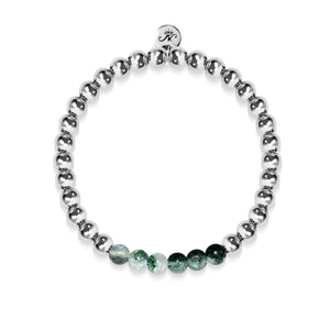 Grateful | Silver | Green Leaf Agate | Gemstone Expression Bracelet