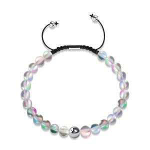 Grey | Silver | Mermaid Glass Macrame Bead Bracelet