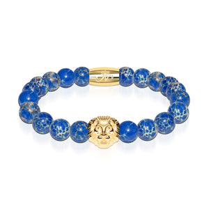 18k Gold Lion | Deep Sea Agate | Kingdom Bead Bracelet