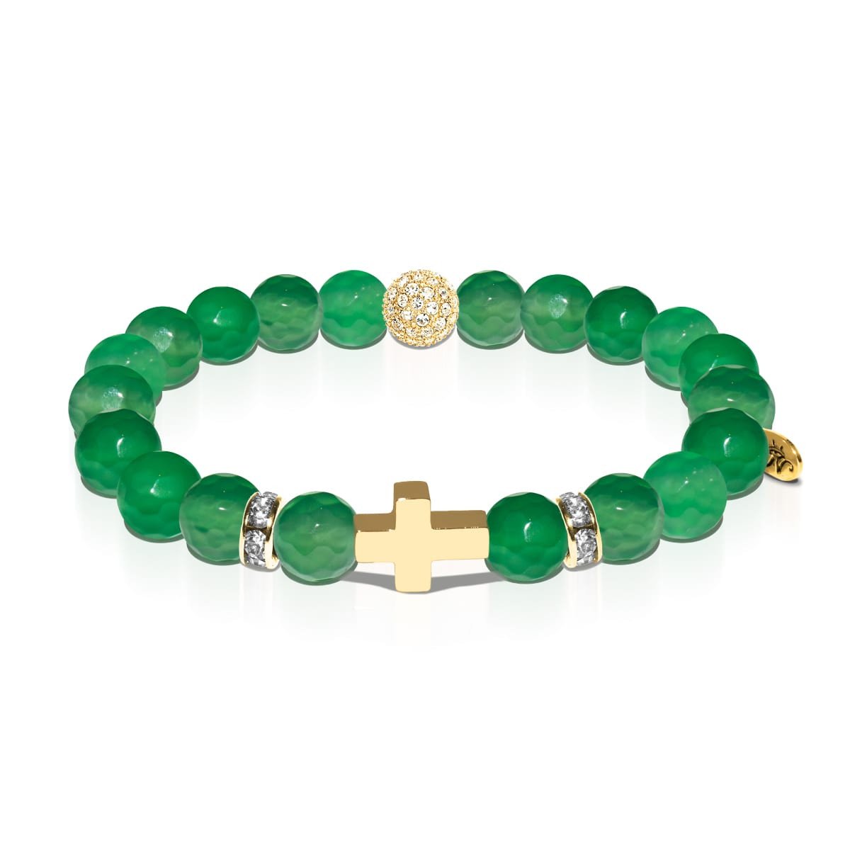 St. Teresa of Avila | Gold Cross | Green Agate Bracelet