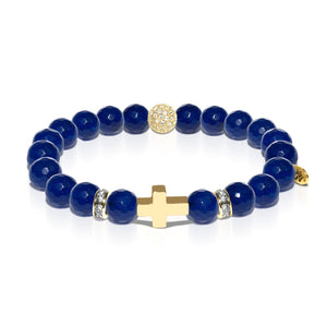 St. Bernadette | Gold Cross | Royal Lapis Jade Bracelet