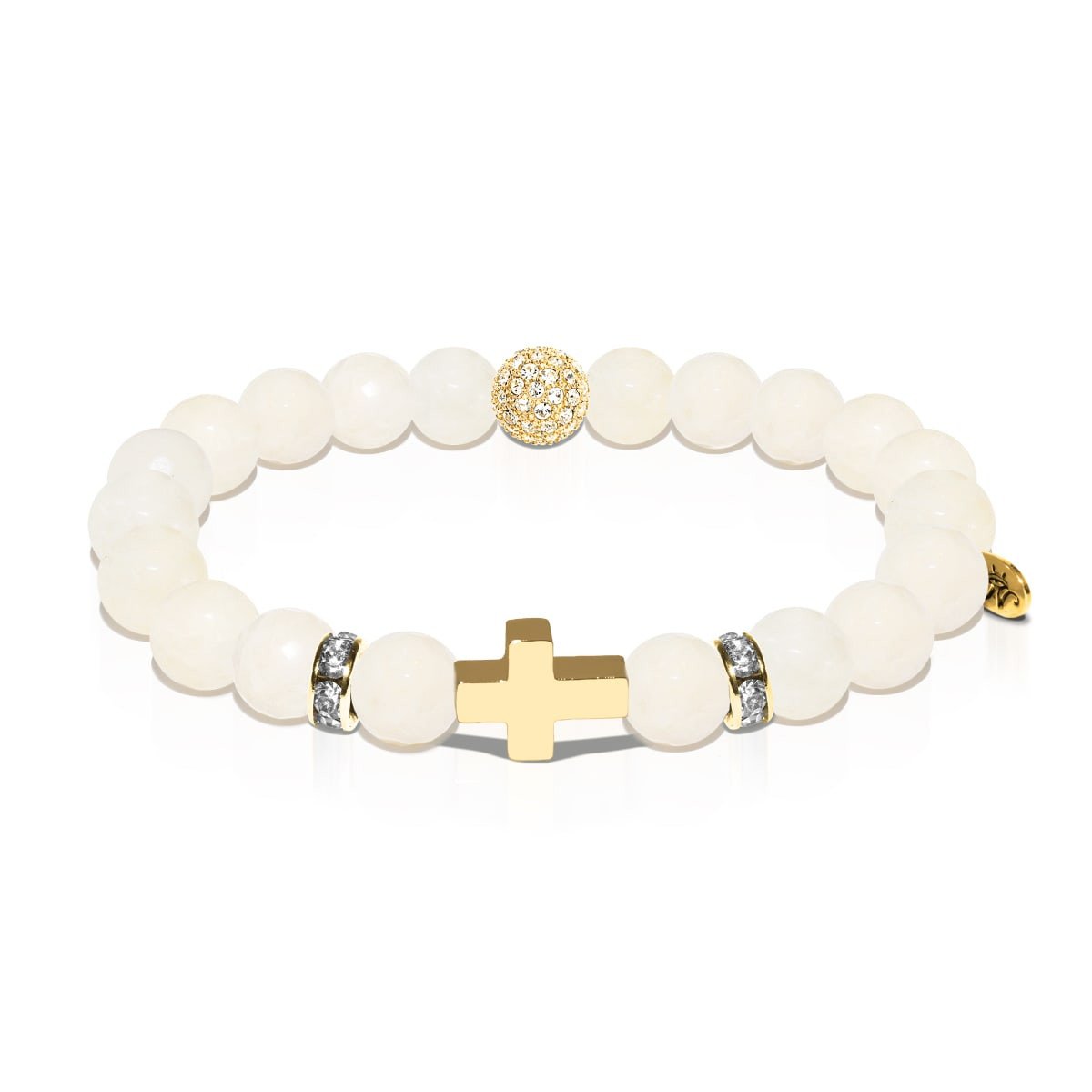 St. Valentine | Gold Cross | Cream Jade Bracelet