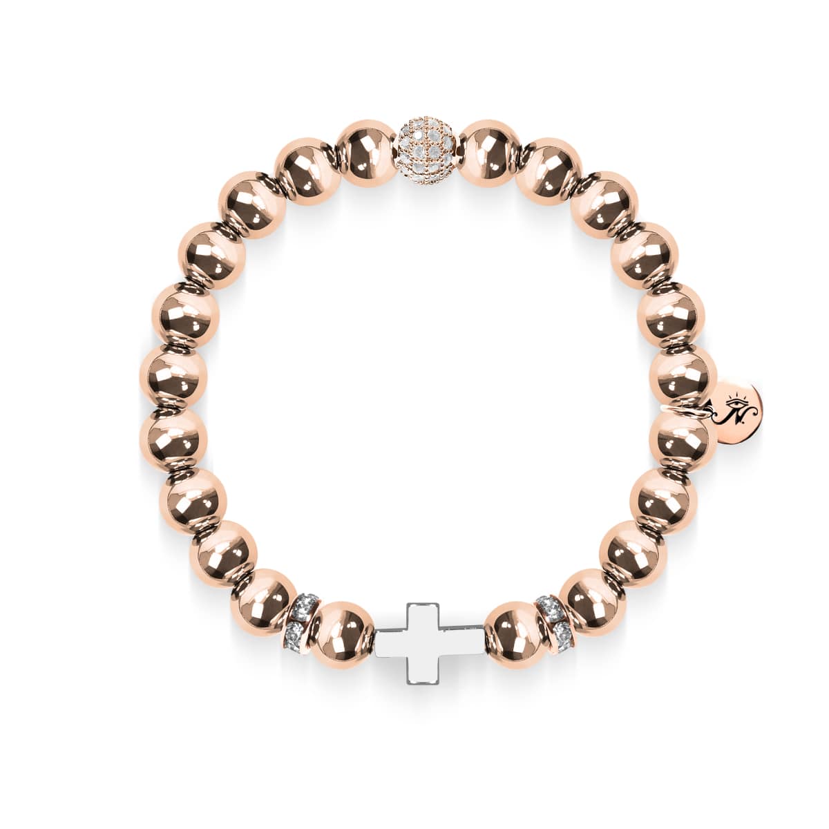 18k Rose Gold and Silver | Gilded Cross Bracelet