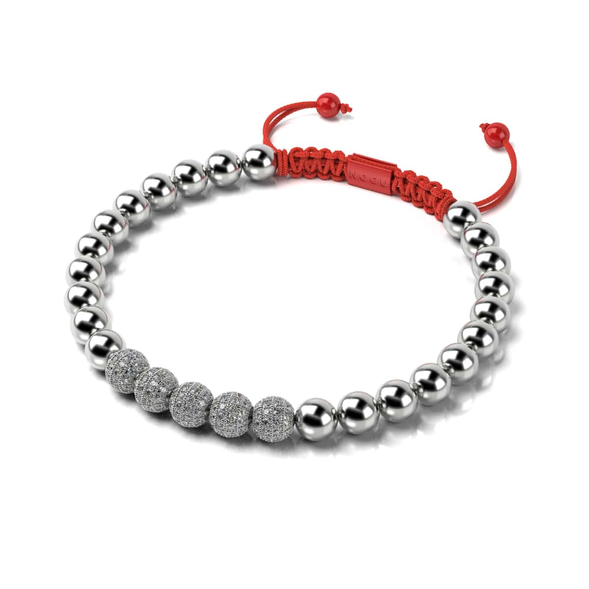 Silver and Red Enamel | Crystal Gala | Fashion Santa Bracelet | Red
