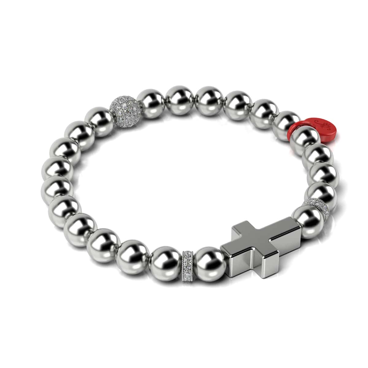 Silver and Red Enamel | Fashion Santa Cross Bracelet