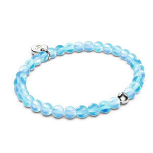 Aquamarine | Silver | Mermaid Glass Bead Bracelet