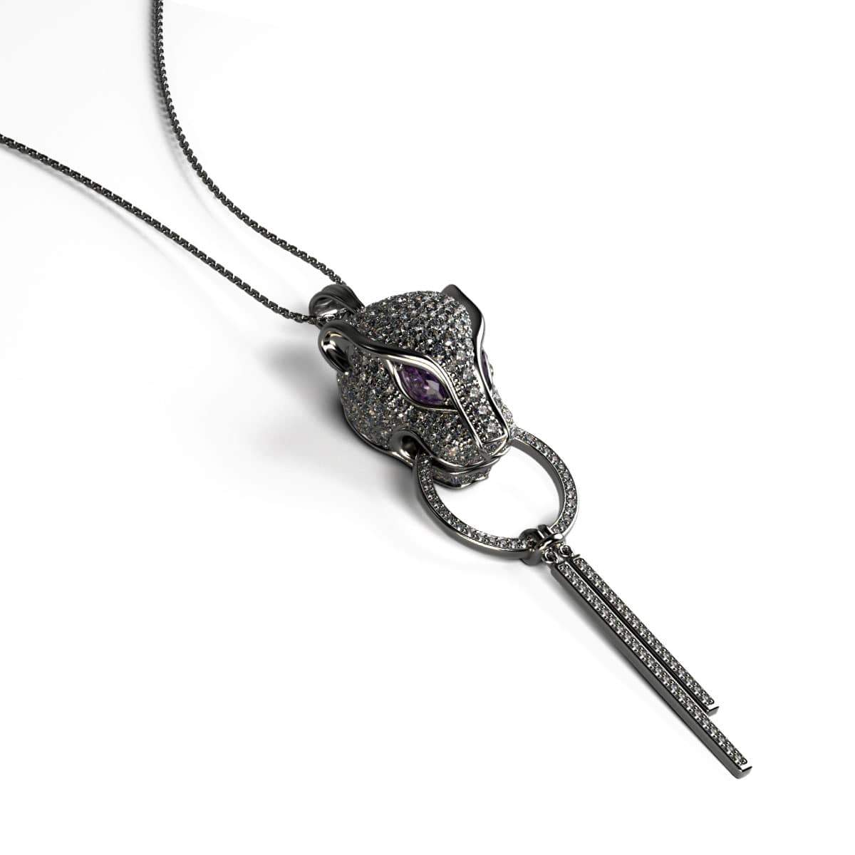 Panthera by Keysi Sayago | Gunmetal | Cubic Zirconia Crystal Necklace