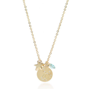 Sagittarius gold zodiac crystal topaz birthstone necklace