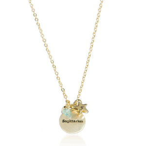 Sagittarius gold zodiac crystal topaz birthstone necklace